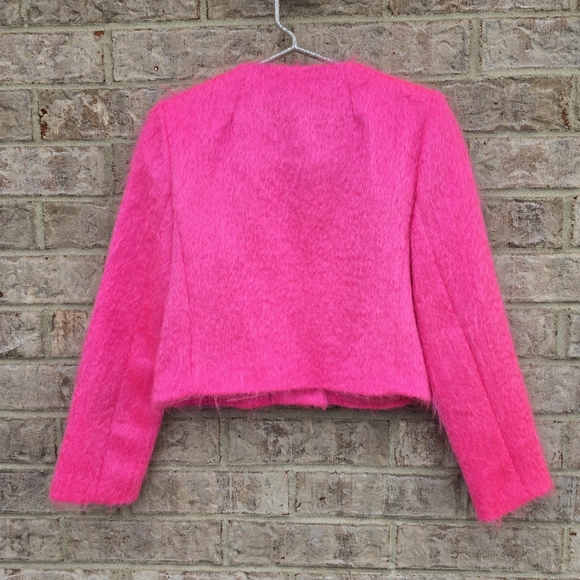 Milly New York Bright Barbie Pink Mohair Wool 3/4 sleeve Jacket Coat Blazer Sz.4 - Picture 12 of 15